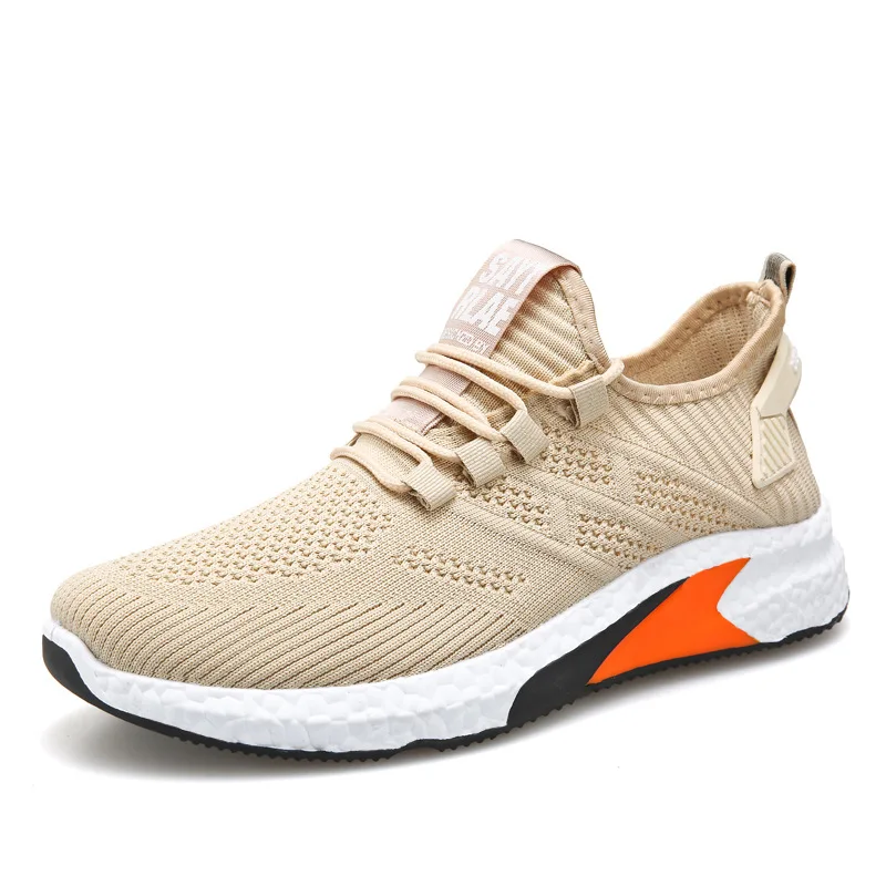 

Moyo 2020 Spring And Summer New Lightweight Trendy Shoes Casual Sports Shoes Flying Woven Men's Shoes, Black beige white