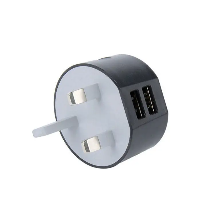 

New design round 2 USB charger 2.4A UK plug for smartphone Universal USB travel adapter Android charging head, White