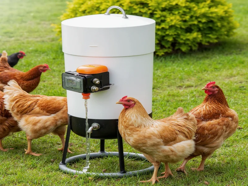Automatic chicken watering system with float valve