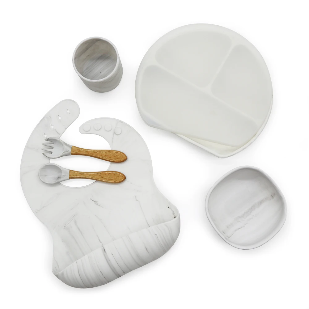 

Eco Friendly BPA Free Oragnic Kids Feeding Suction Silicon Plate Set Baby, 8 colors