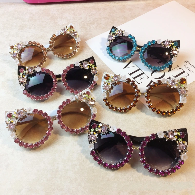 

flower sunglasses 2019 cat eye oversized rhinestone sunglasses womens