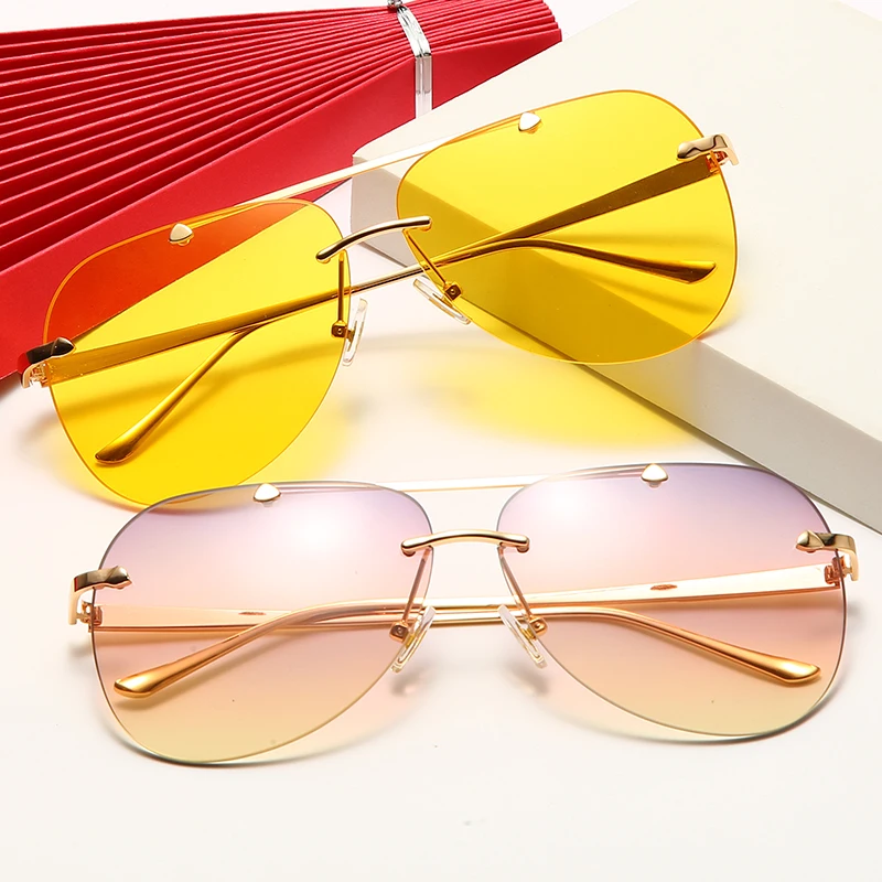 

New Fashion Double Bridge Women Metal Frame Sunglasses