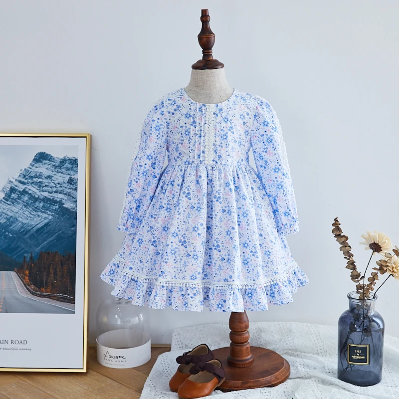 

Kids clothing casual long sleeve birthday party floral baby girls dress, Multi colour options