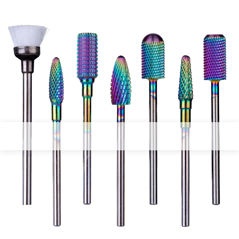 

Electric Manicure 7 Pcs Tungsten Carbide Ceramic Nail Drill Bits Set, 1white;pink;yellow;purple;blue;black