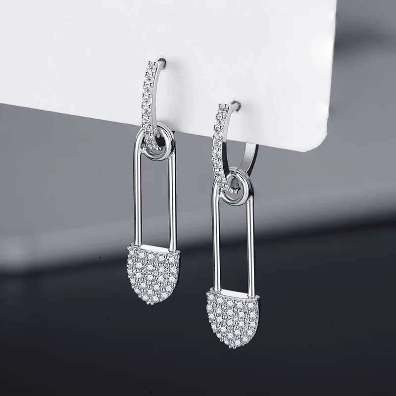 

Personality S925 Silver Needle Zircon Pin Hoop Accessories Jewerly Silver Jewelry Earing Cute Dangling Earings, Picture shows