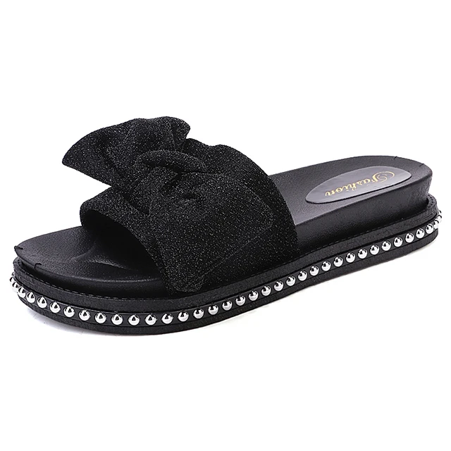 

China high quality hot-selling women's eva toweling slippers colorful bowknot slippers