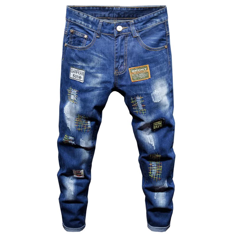 

Custom Wholesale Blue Boys Outdoor Activities 2021 Men Skinny Jeans Pants
