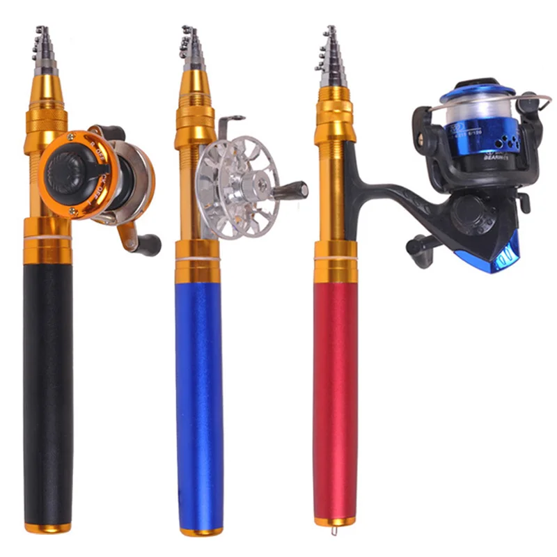 

Evercatch Hot sale 1m portable carbon pocket mini pen fishing rod with reel, Black,blue,red