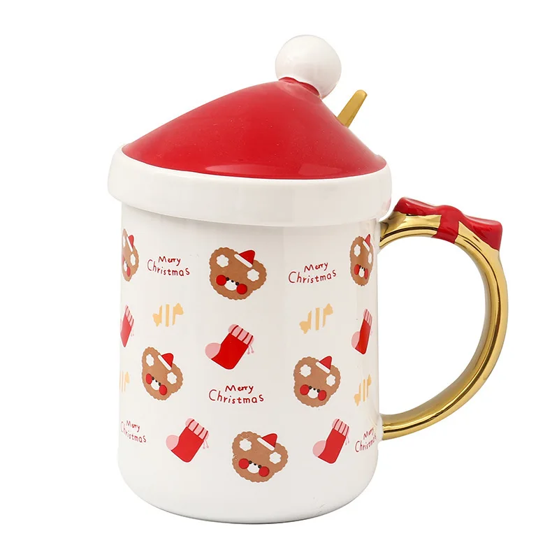 

Custom Ceramic Mug Korean Cartoon Cute Christmas Gift With Gold Painted Ceramic Cup Ceramic Pipe Mug, Green