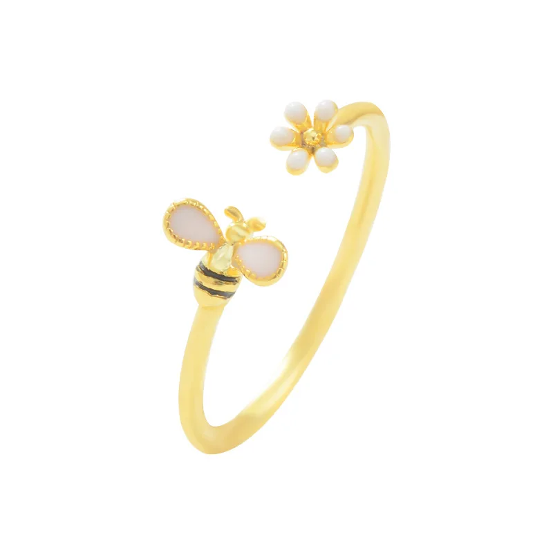 JZ0017 Fashion design gold plated brass women jewelry bee open rings