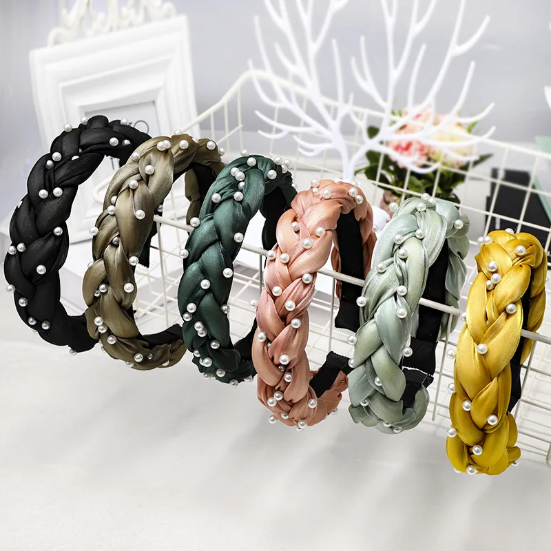 
Korean new high-grade boutique hand-nailing pearl plait headband lady wholesale 