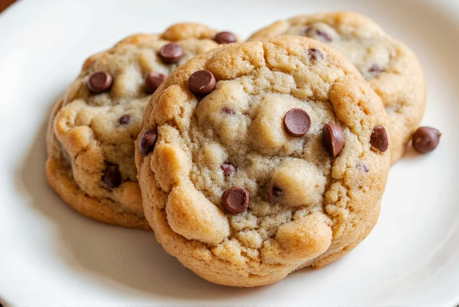 Step-by-step photos showing cinnamon chocolate chip cookie dough portioning, baking process, and final product