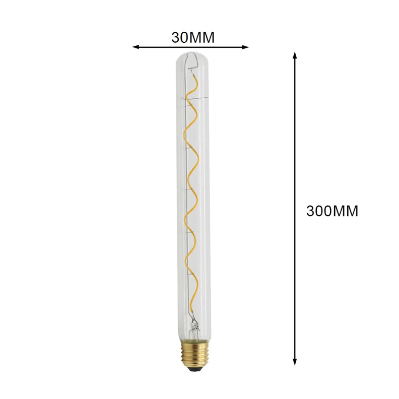 E26 E27 4W Flexible Filament Long Tube Antique LED Lamp Vintage LED Flute Bulb T30 LED Edison Bulb T300