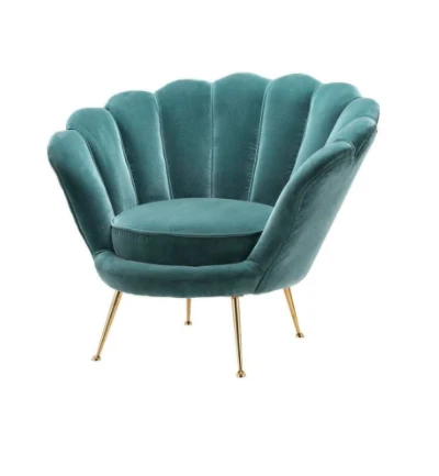 Fast Ship Big Size Velvet Upholstered Flowered Armchair Living Room Flower Shape Accent Chair with Golden Legs manufacture
