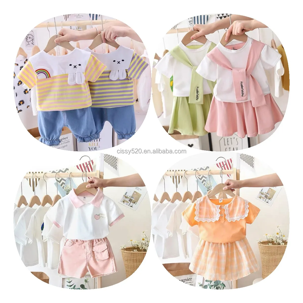 

1.88usd High Quality Kids summer Sport Clothes girls Sweater Design Clothing Set