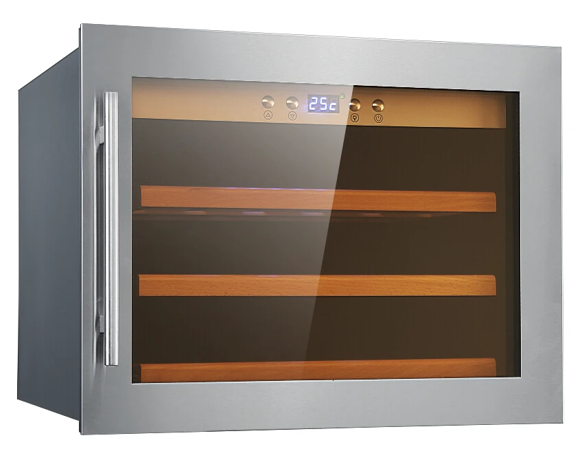 
18 Bottles full glass door with black panel compressor wine cooler refrigerator 