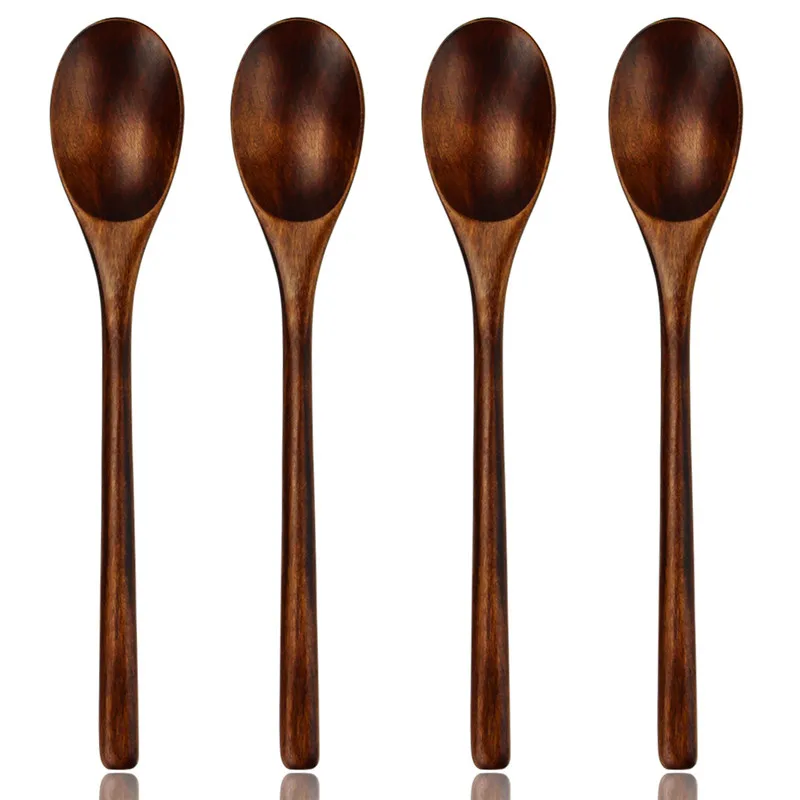Eco Friendly Mixing and Cooking Wooden Spoon Japanese Long Handle Wood Soup Serving Spoons In Bulk