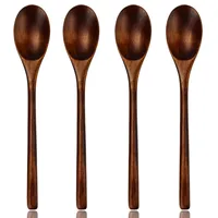 

Eco Friendly Mixing and Cooking Wooden Spoon Japanese Long Handle Wood Soup Serving Spoons In Bulk