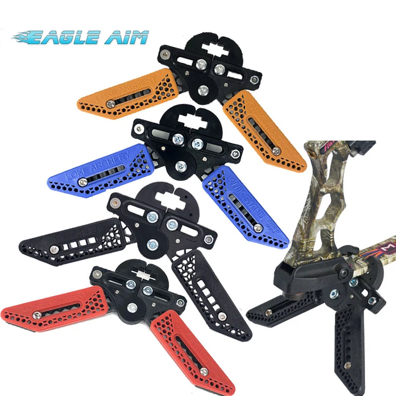 

Archery Compound Bow Stand Holder Adjustable Bow Limb Length Holder for Outdoor Shooting Accessories, Red blue orange black