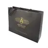 Manufacturer low cost luxury famous brand jewelry gift shopping packing custom print small black paper bags with your own logo