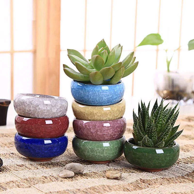 

Round Ceramic Flower Pots For Juicy Plants Mini Bonsai Planter Home Garden Decor Small Succulent Plant Pot Wholesale, Customized color