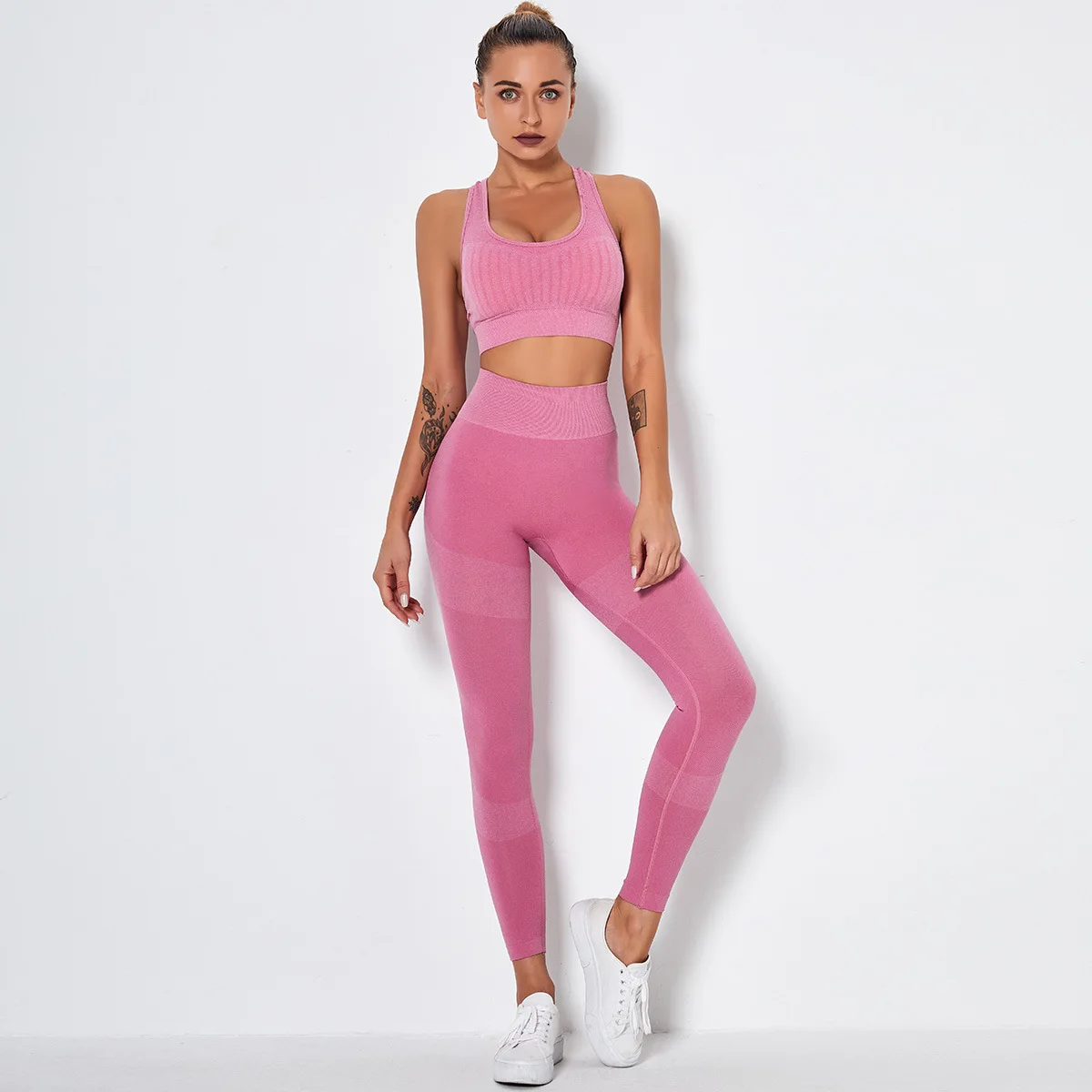 

Workout Clothes for Women 2 Piece Set Yoga Set Sexy Gym Clothing High Waist Running Leggings and Sports Bra Seamless Tracksuit