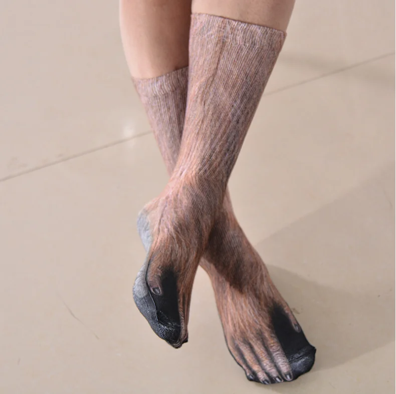 Crazy Cat Socks Dog Tiger Crew Socks Funny Novelty Gift for Men Women Gag Gifts Animal Paws Socks 3D Animal Novelty Socks 