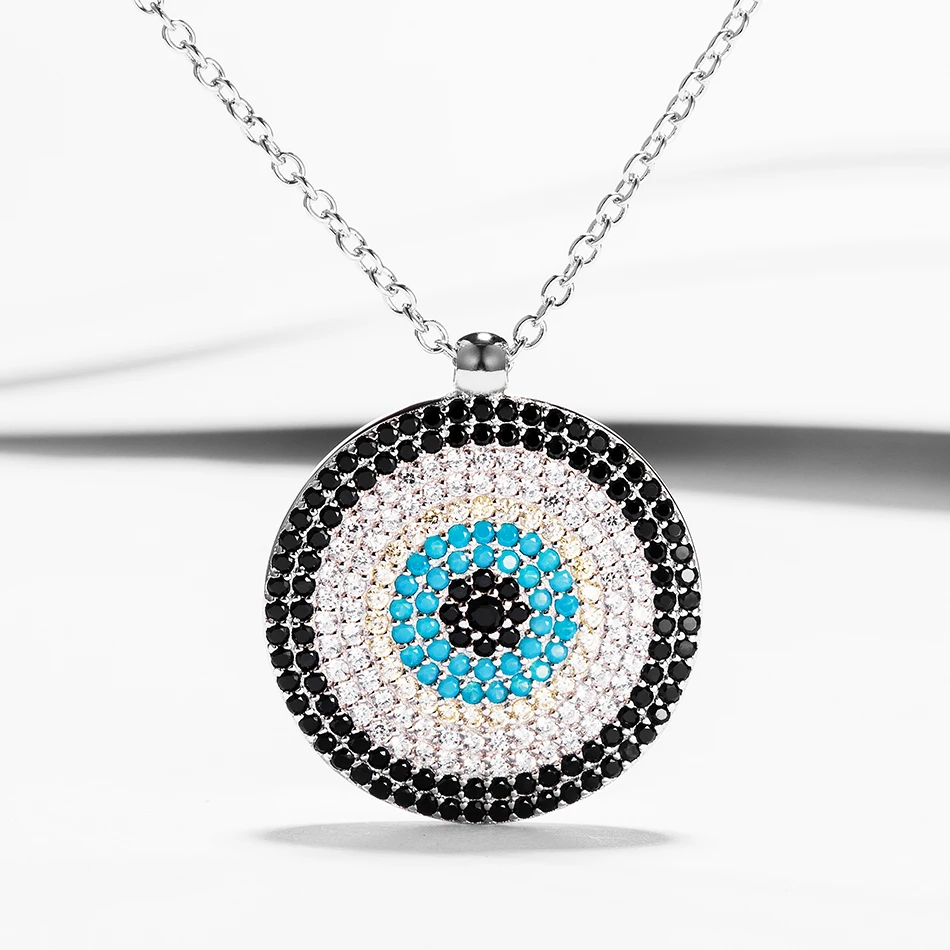 

Fashion 925 Sterling Silver Necklace With Crystal Blue Eye Pendants Necklaces Fit Women Fashion Jewelry