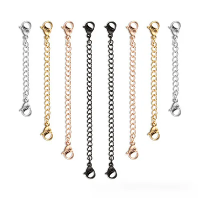 

Hot Sale Stainless Steel Double Head Lobster Clasp DIY Extension Chain Jewelry Accessories for Bracelet Necklace Anklet, Gold, silver, rose gold, black