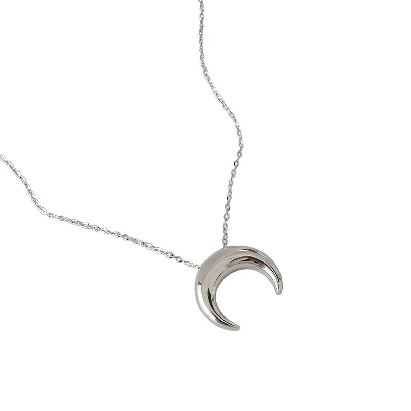 

NewSN84 moon shape pendant wholesale necklace 925 sliver new necklace
