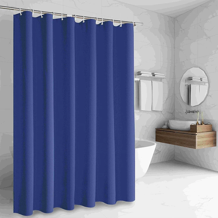 

High quality 72x72 washable vintage weighted blue waffle weave shower curtain