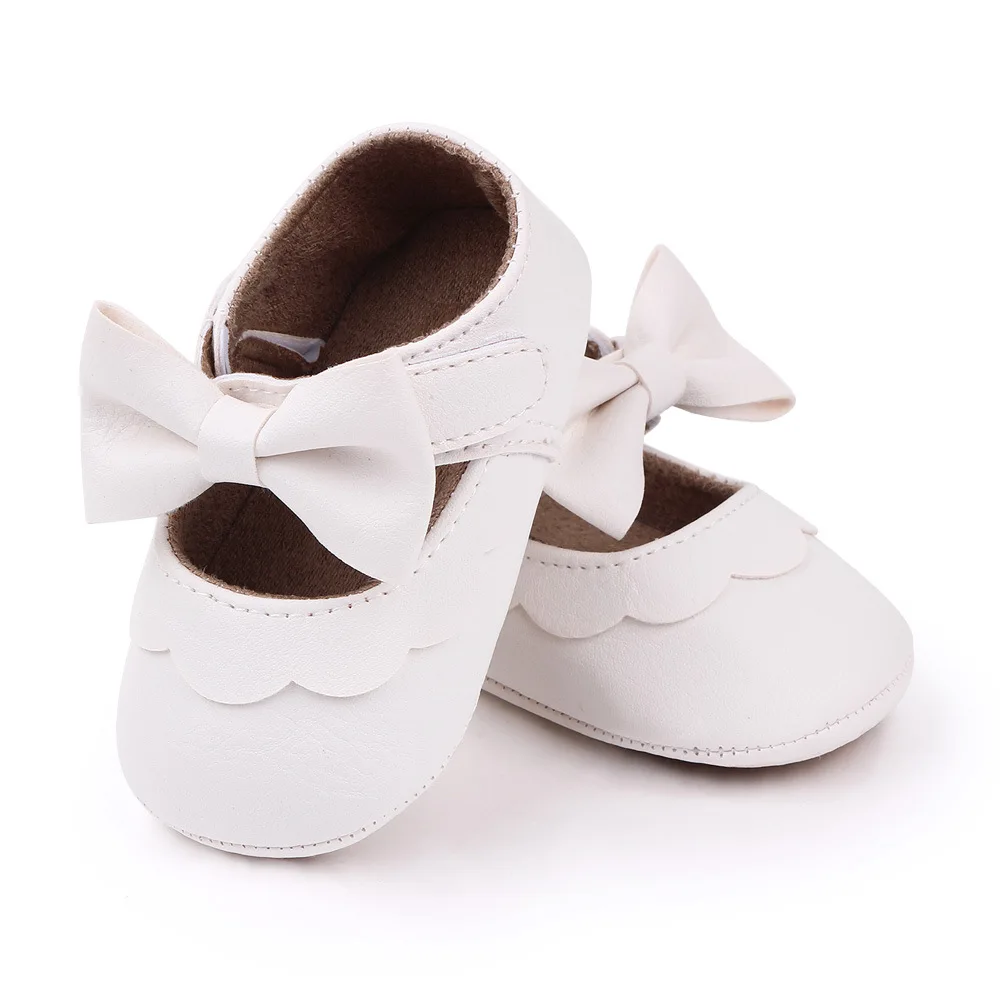 

Hot Soft Soled Non-slip Baby Crib Shoe PU Suede Leather Newborn Baby Girl Baby Shoes Bow Knot Shoe, White/black/pink/gold