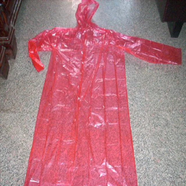 Cheap stock one time use PE disposable raincoat with button