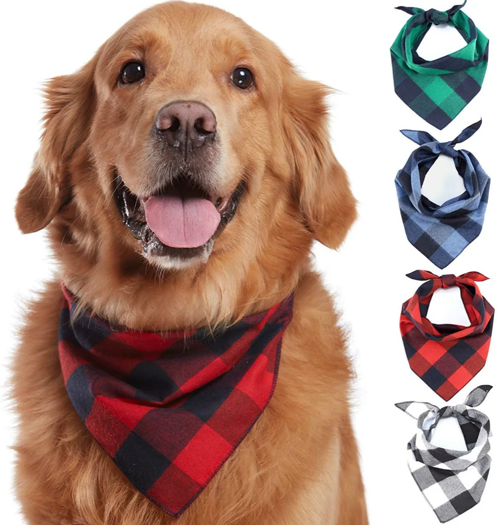 

Wholesale Plaid Cotton Triangle Collar Bandana Pet Dog Scarf Bibs For Dogs Puppies Handkerchief