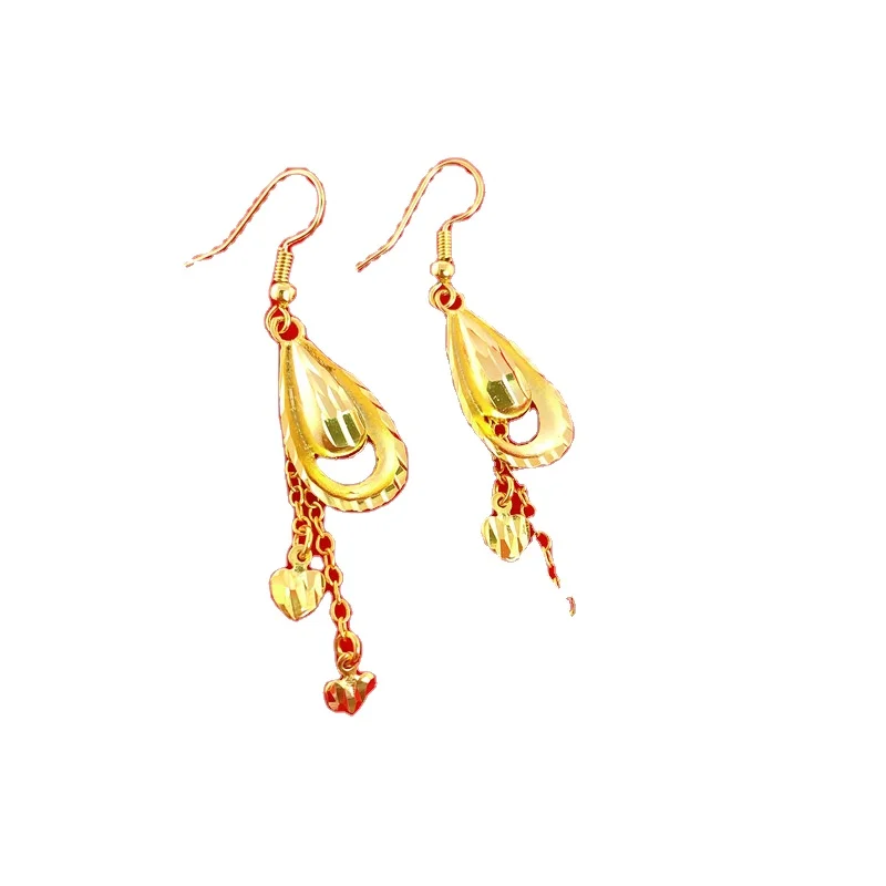 

New Sand Gold Hollow Water Drops Various Earrings Copper Gold Plated Earrings Euro Women's Earrings