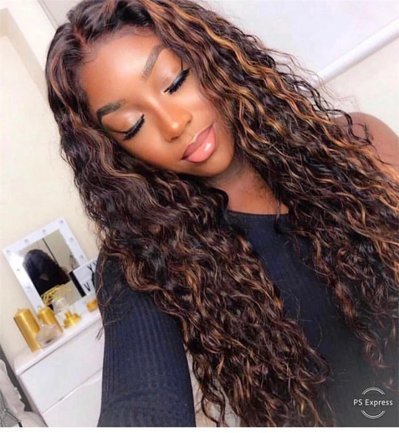 

150% density Piano mixed brown highlist deep curly wave 13*4inch lace front/360 full lace human hair wigs,brazilian Peruvian 10A