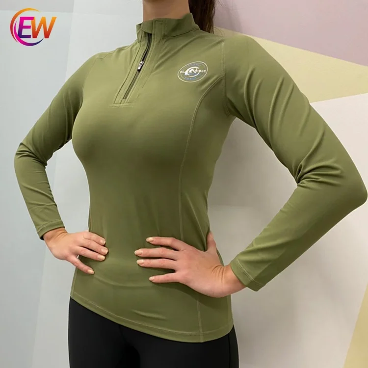 

Dropshipping 2021 EW New Arrival Women Black or Olive Color Long Sleeve Show Equestrian Shirts, Customized color