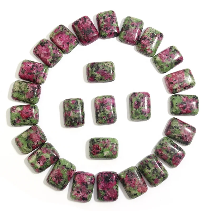 

Wholesale 13x18mm Jewelry making stone ruby zoisite cabochon rectangle glass cabochon flatback gemstone