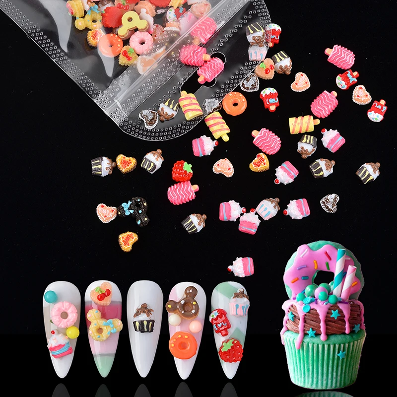 

Wholesale Pink 3D Candy Nail Art Resin Kawaii Nail Charms Accessories Bulk For Nails, Colorful