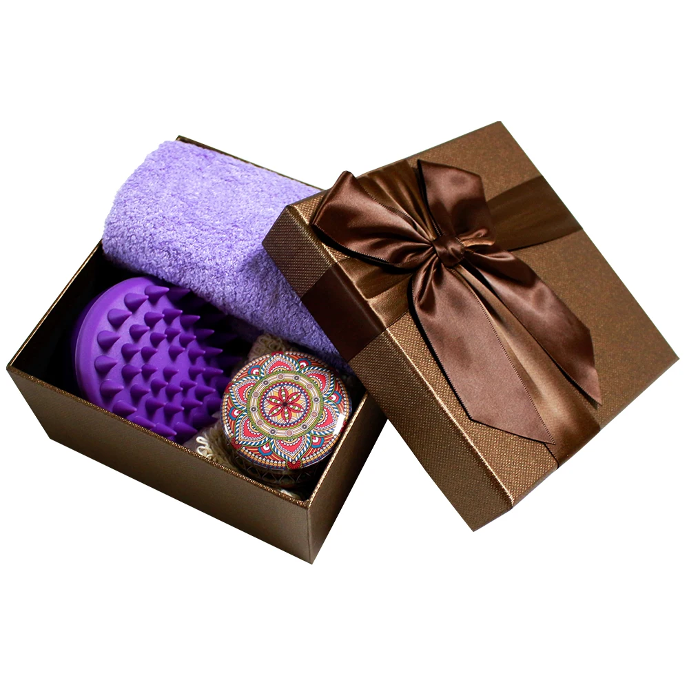 

Bamboo Washcloth Soap bag Exfoliating nylon bath towel Scented candle Hair turban towel with Massage comb As gift