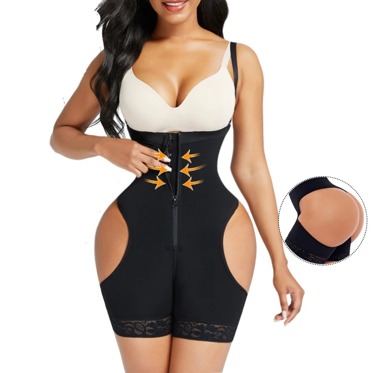 

Breathable Adjustable Hooks And Zipper Women Open Hip High Waist Tummy Trimmer Control Body Shaper Shapewear, As show