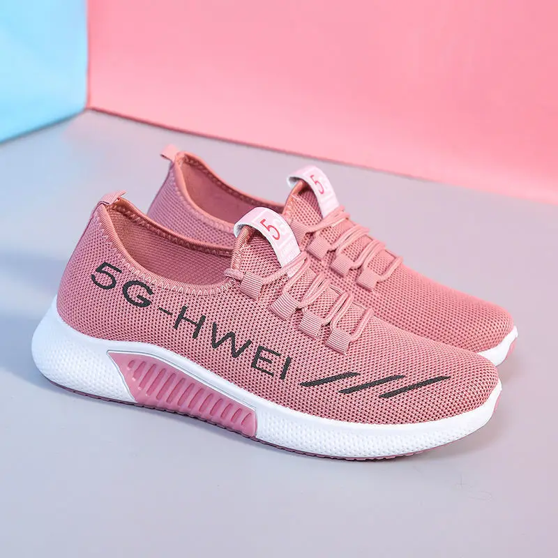 

2021 new Autumn Women's Shoes Cloth Shoes Women's Flying Woven Sports Korean Style Casual Running Shoes