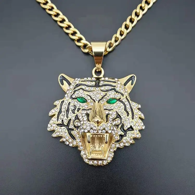 

Yitenong Jewelry 2022 New Arrivals Best Selling Productsstainless Steel Hip Hop Tiger Head Gold Pendant