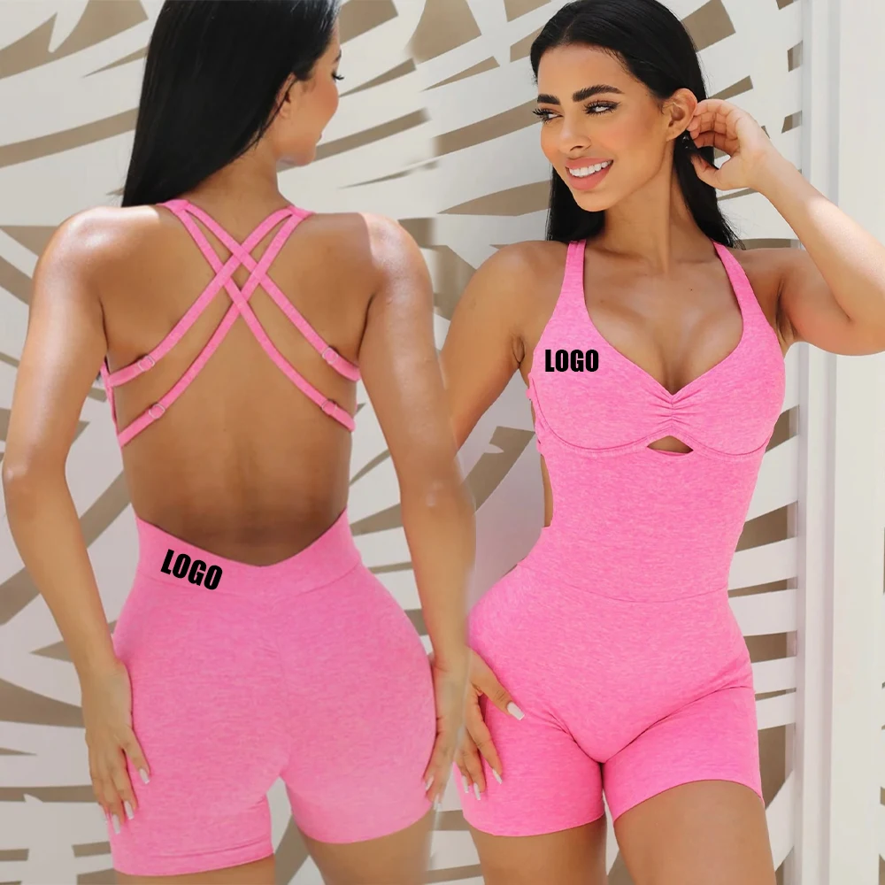 

Custom Ropa Deportiva Mujer One Piece Romper Sport Workout Yoga Playsuits&Bodysuits Solid Sexy Slim Fit Jumpsuit For Women 2023