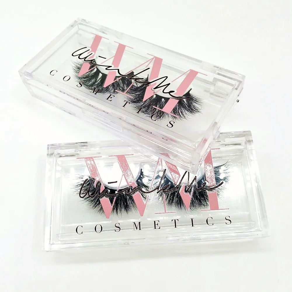 

3D Siberian Mink Eyelashes Private Label 25mm Mink Lashes with Acrylic Clear Lash Cases