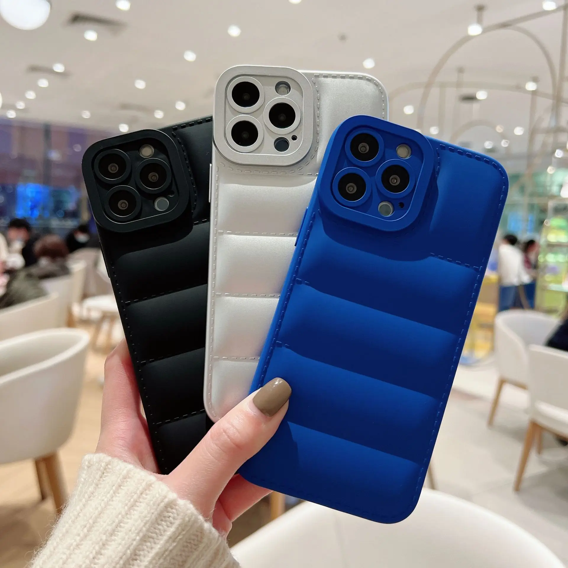 

New Fashion Brand Down Jacket Phone Case For iPhone 13 12 11 Pro X XR XS Max 7 8 Plus SE2020 The Puffer Case Soft Silicone Cover