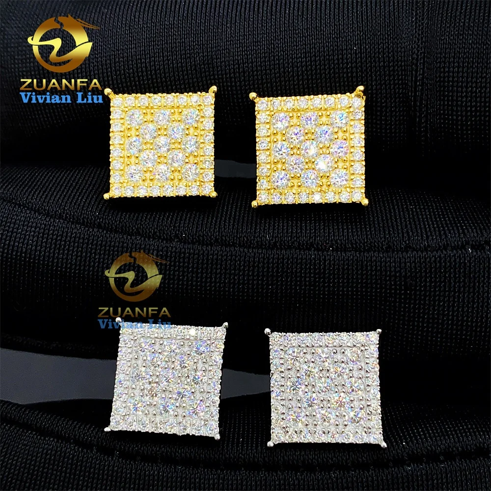 

Wholesale price vvs moissanite diamond women jewelry custom 18k gold plated 925 sterling silver stud earrings