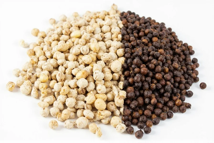 what s the difference between white and black pepper