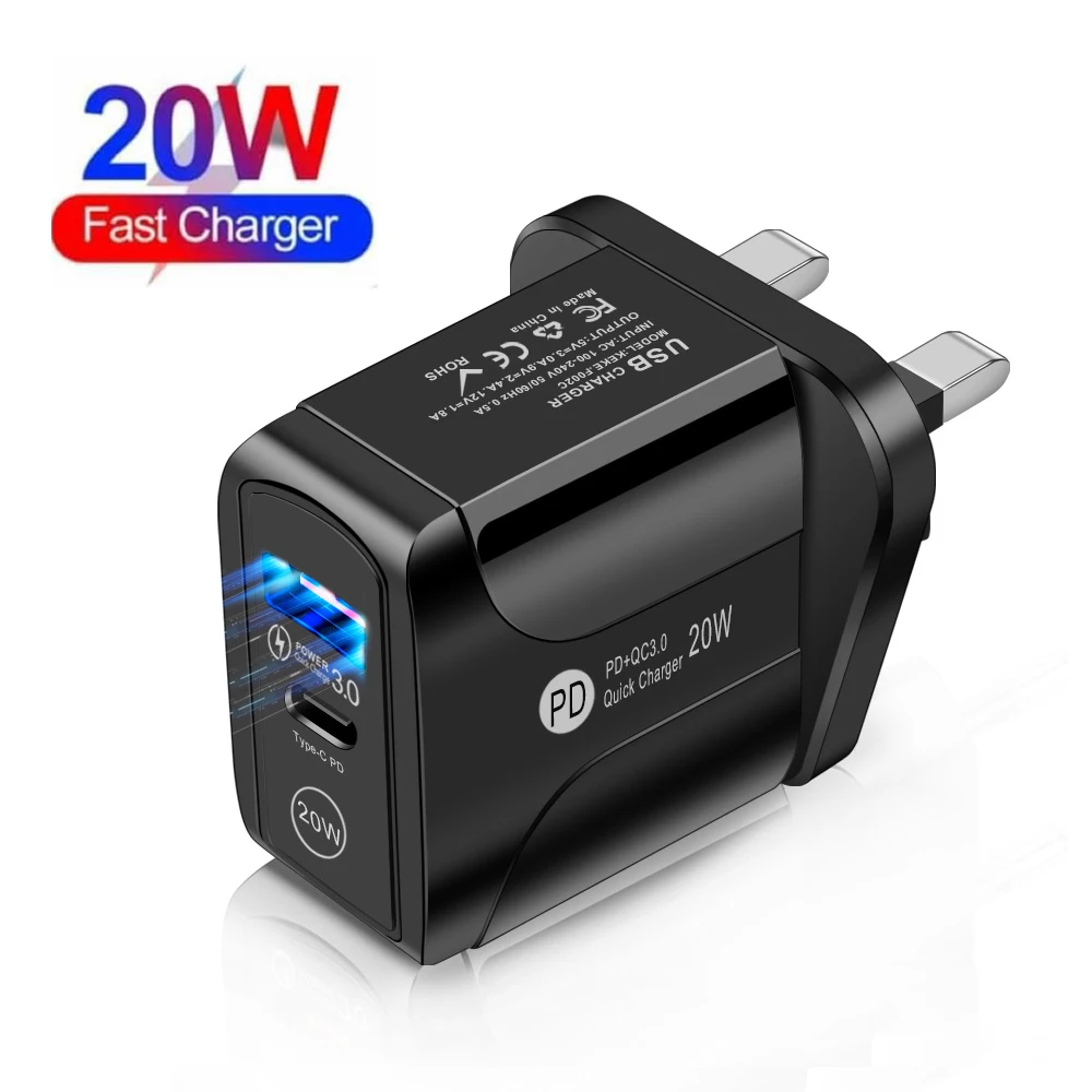 

Free Shipping 1 Sample OK 20W PD Charger Type C Wall Charger cargador fast usb charger for iphone, White black