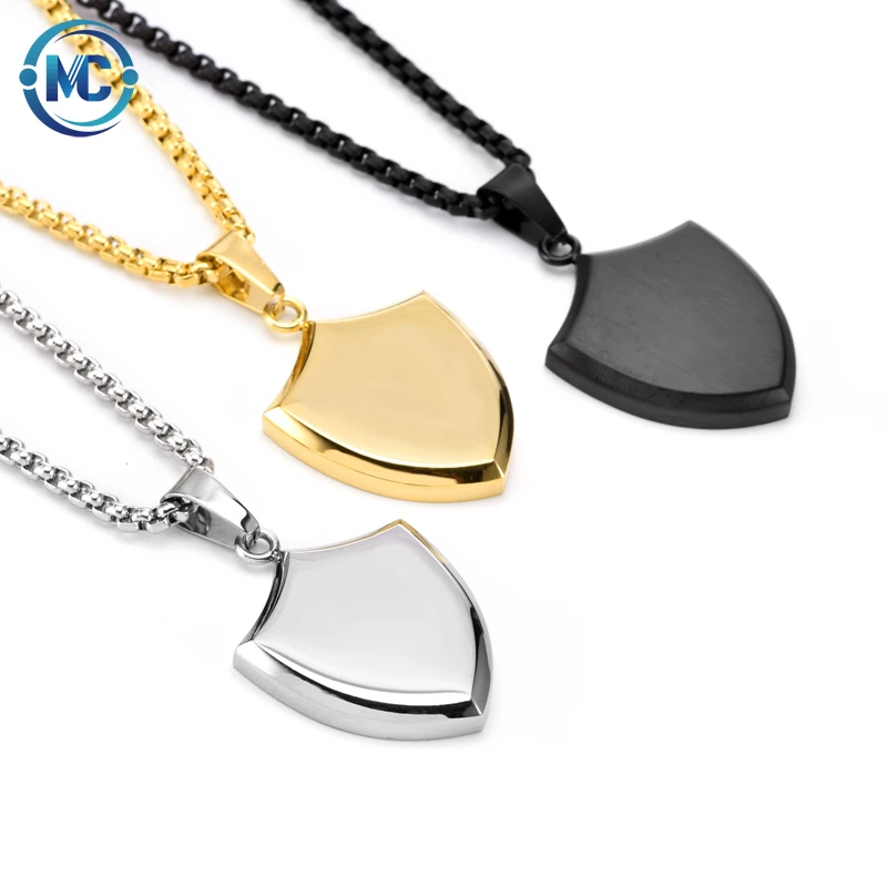 

Large Custom 316L stainless steel pendant Necklace Women Gift fashion charm Shield pendant